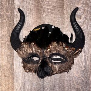 Spirit of Halloween Feather Horned Mask Brown Black OS